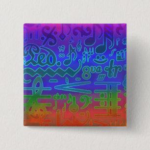 Badge Carré 5 Cm Pin musical coloré de symboles