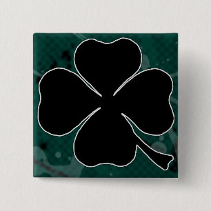Badge Carré 5 Cm Pin noir de trèfle