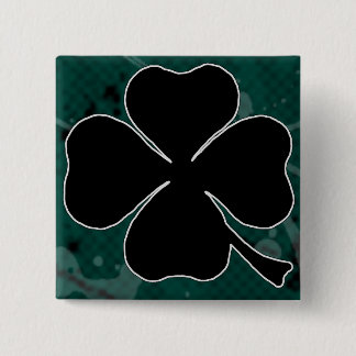 Badge Carré 5 Cm Pin noir de trèfle