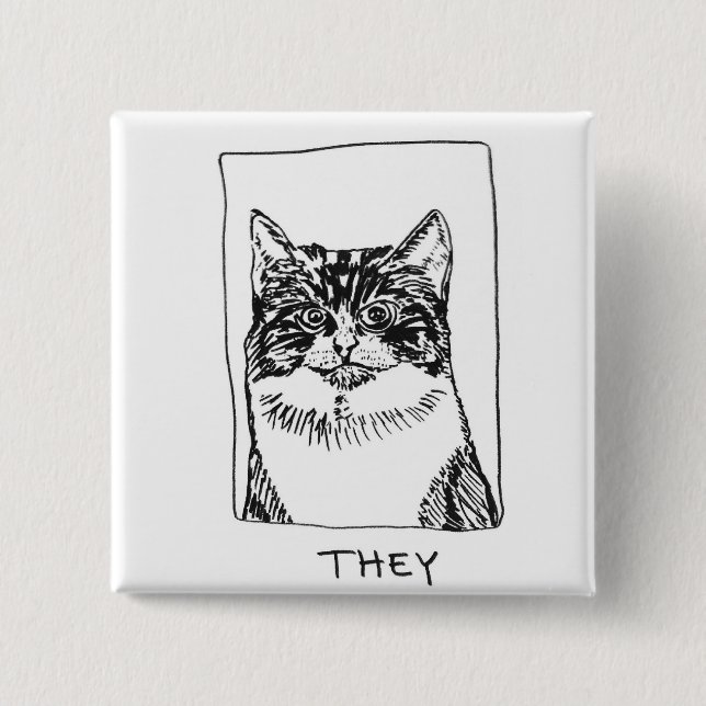 Badge Carré 5 Cm pin Pronoun (Devant)