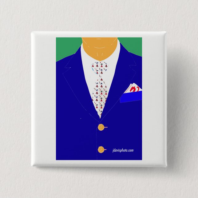 Badge Carré 5 Cm Pin rouge de dragon d'heure-milliampère Jongg (Devant)