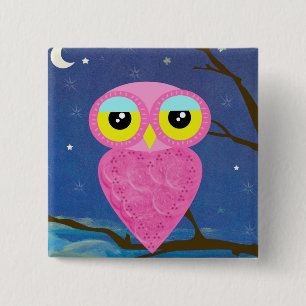 Badge Carré 5 Cm Pin tabou de carré de hibou du Japon