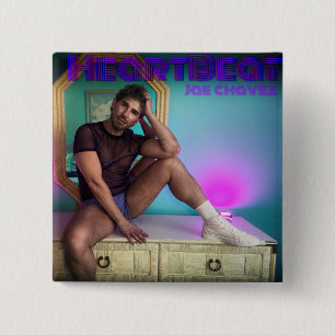 Badge Carré 5 Cm Pince d'art de couverture HEARTBEAT