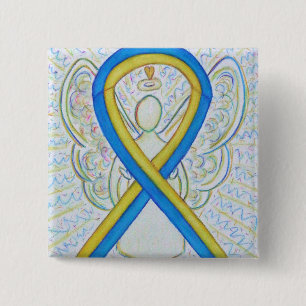 Badge Carré 5 Cm Pinceau d'angle de sensibilisation au ruban bleu e