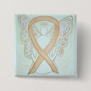 Badge Carré 5 Cm Pinceau d'art Gold Angel Awareness