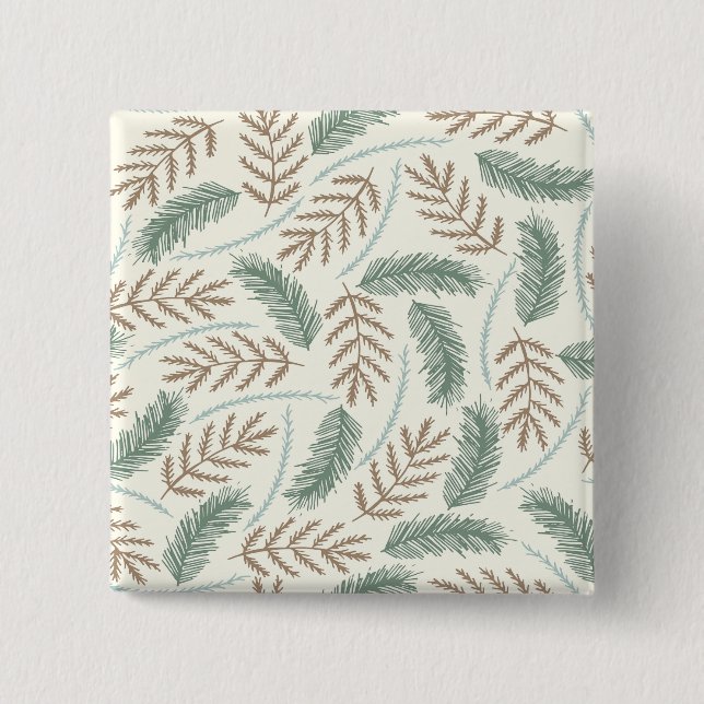 Badge Carré 5 Cm Pine and Cedar Evergreen Branches Pattern (Devant)