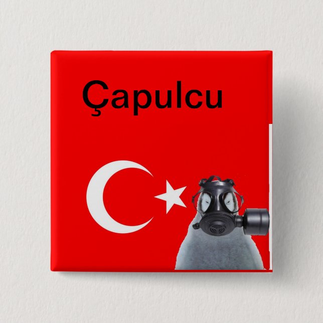 Badge Carré 5 Cm Pingouin de Capulcu (Devant)
