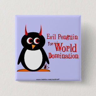 Badge Carré 5 Cm Pingouin mauvais pour la domination Bling du monde