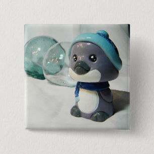 Badge Carré 5 Cm Pingouin pourpre I