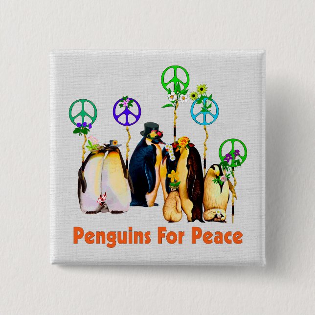 Badge Carré 5 Cm Pingouins de paix (Devant)