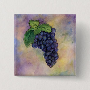 Badge Carré 5 Cm Pinot Noir Wine Grapes Button