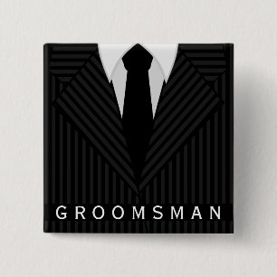 Badge Carré 5 Cm Pinstripe Suit Bachelor Party Groomsman Carré Pin