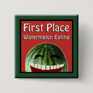 Badge Carré 5 Cm Pique-nique de pastèque 1ère place Pâque Manger