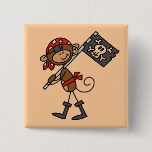 Badge Carré 5 Cm Pirate de singe avec des T-shirts et des cadeaux