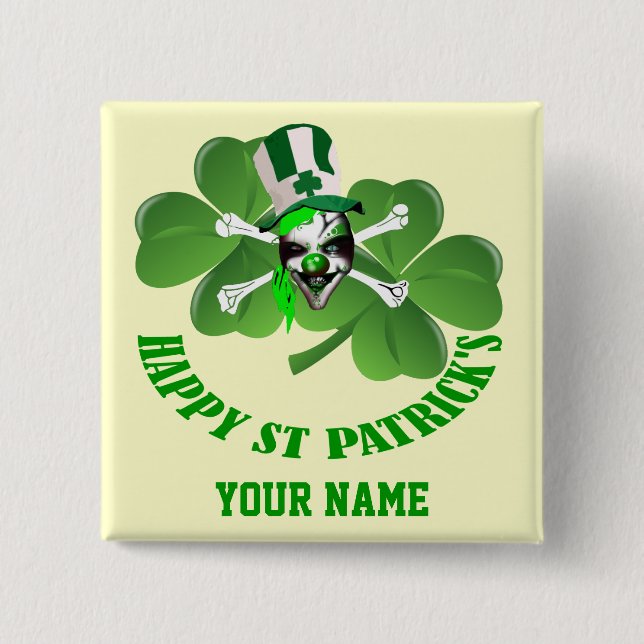 Badge Carré 5 Cm Pirate irlandais personnalisé Saint Patrick's day (Devant)