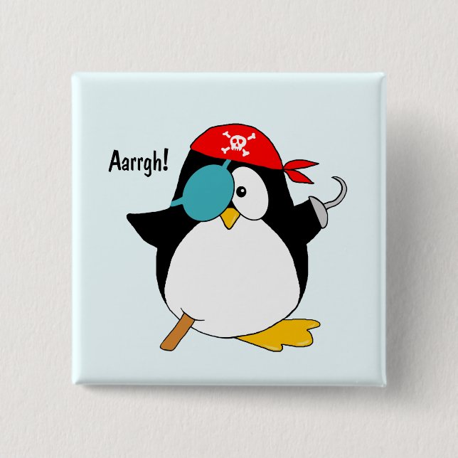 Badge Carré 5 Cm Pirate Penguin Argh ! (Devant)