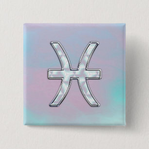 Badge Carré 5 Cm Pisces Zodiac Mère de Pearl Style Décor