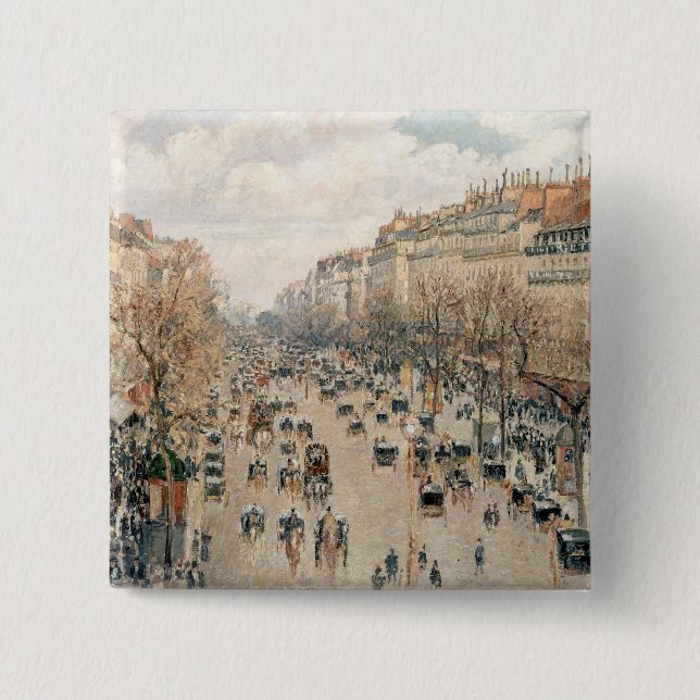 Badge Carré 5 Cm Pissarro - Boulevard Montmartre, Afternoon Sun (Devant)