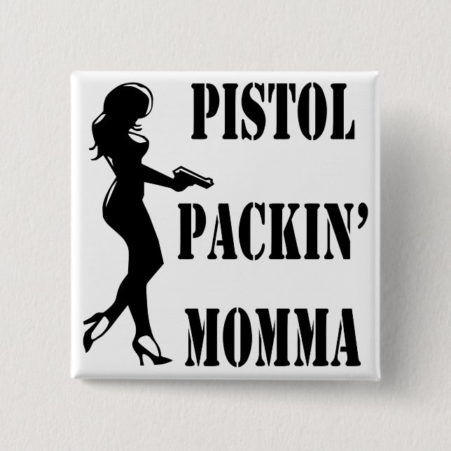 Badge Carré 5 Cm Pistol Packin' Momma 2 (Devant)