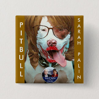 Badge Carré 5 Cm pitbull Palin, PITBULL, SARAHPALIN