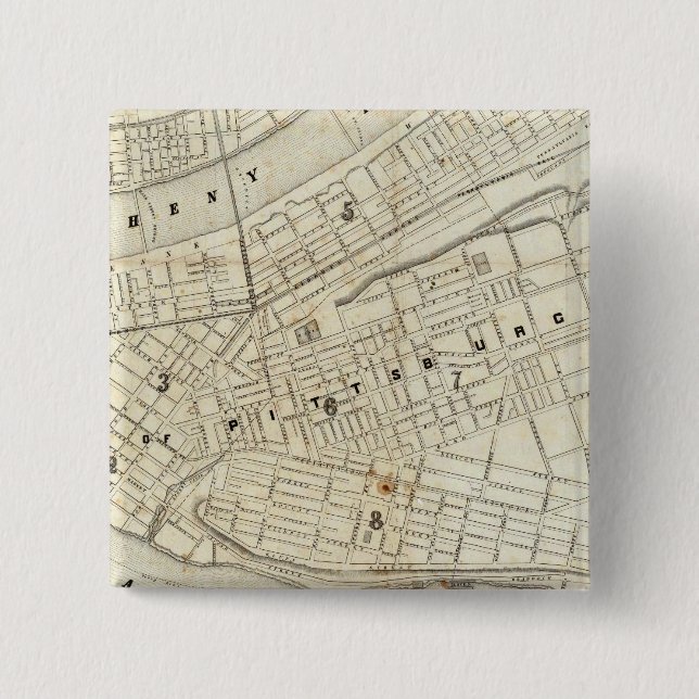 Badge Carré 5 Cm Pittsburgh, Pennsylvanie (Devant)