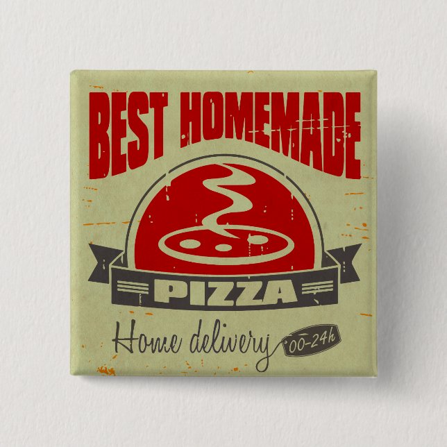 Badge Carré 5 Cm Pizza (Devant)