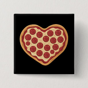 Badge Carré 5 Cm Pizza en forme de cœur mignon pour la Saint-Valent
