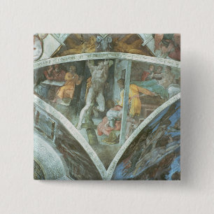 Badge Carré 5 Cm Plafond de chapelle de Sistine : Haman