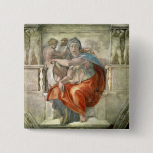 Badge Carré 5 Cm Plafond de chapelle de Sistine : Sibylle Delphic