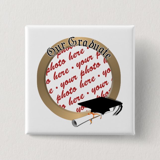 Badge Carré 5 Cm Plafond de diplôme avec cadre Gold (Devant)