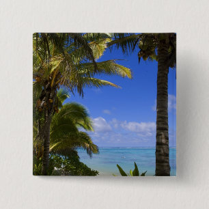 Badge Carré 5 Cm Plage bordée de palmiers Îles Cook 2