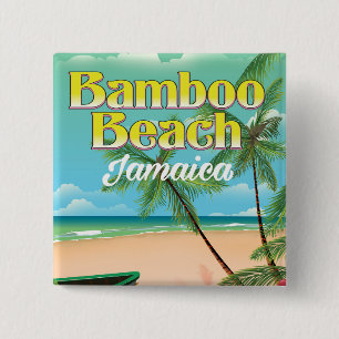 Badge Carré 5 Cm Plage de Bamboo Jamaïque