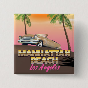 Badge Carré 5 Cm plage de Manhattan Los Angeles