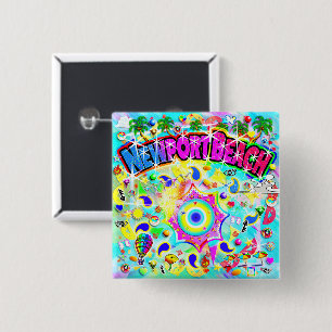 Badge Carré 5 Cm Plage de Newport Danse Mystique