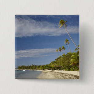 Badge Carré 5 Cm Plage et palmiers, Plantation Island Resort