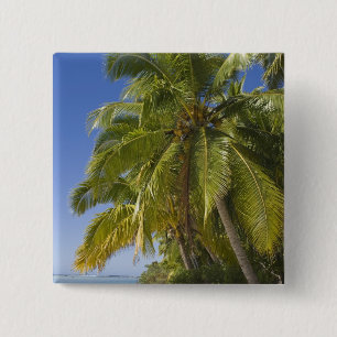 Badge Carré 5 Cm Plage sur l'île One Foot, Aitutaki, Îles Cook