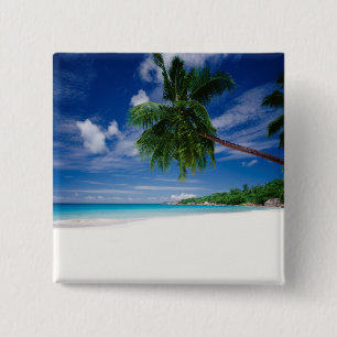 Badge Carré 5 Cm Plage tropicale Seychelles