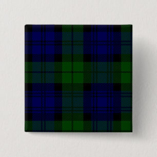Badge Carré 5 Cm Plaid noir de vert bleu de tartan de clan de