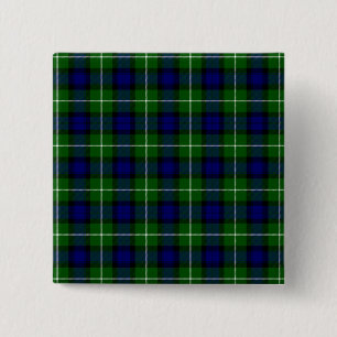 Badge Carré 5 Cm Plaid vert bleu Lamont tartan