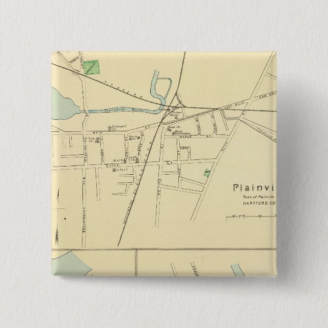 Badge Carré 5 Cm Plainville, Entrepôt, Windsor (Devant)