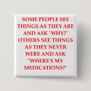 Badge Carré 5 Cm plaisanterie folle de psychiatre