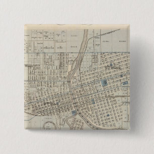 Badge Carré 5 Cm Plan de Des Moines, comté de Polk, Iowa