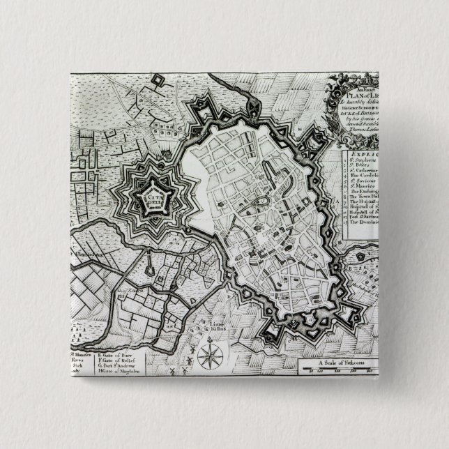 Badge Carré 5 Cm Plan de Lisle, 1736 (Devant)