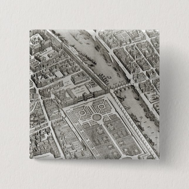 Badge Carré 5 Cm Plan de Paris, connu sous le nom de 'Plan de (Devant)