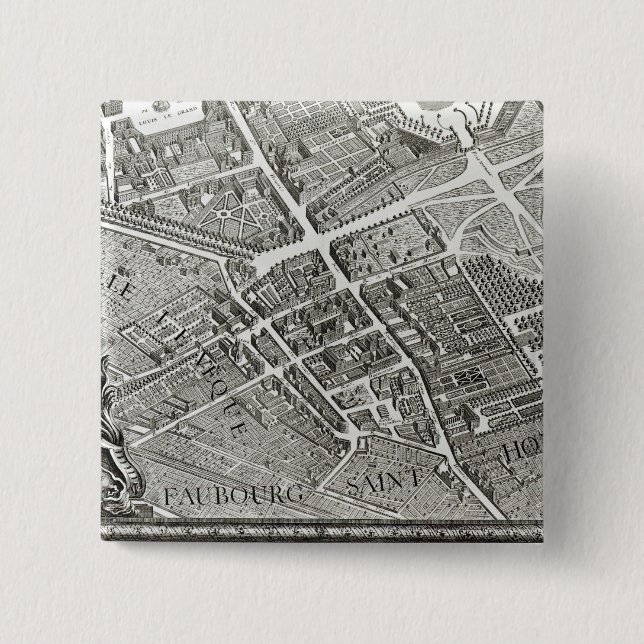 Badge Carré 5 Cm Plan de Paris, connu sous le nom de 'Plan de (Devant)