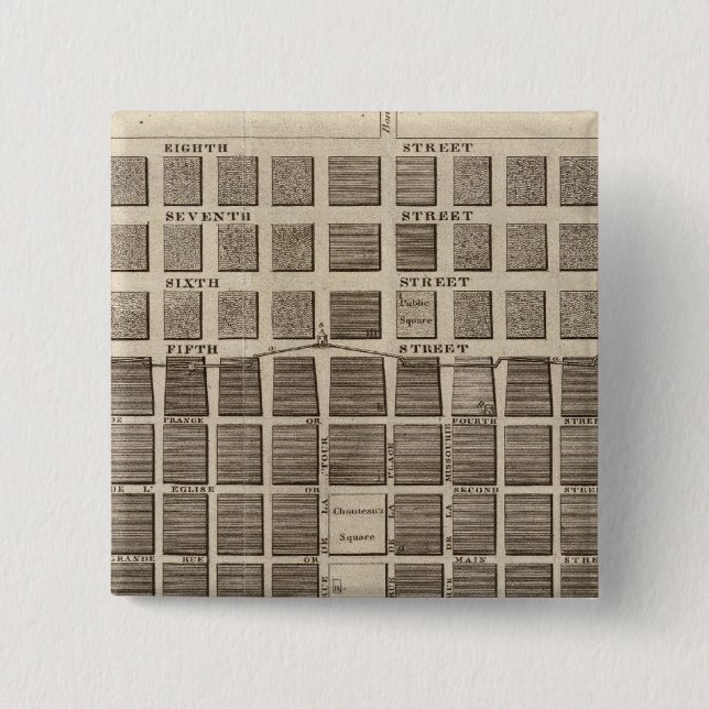 Badge Carré 5 Cm Plan de Saint-Louis, Missouri (Devant)