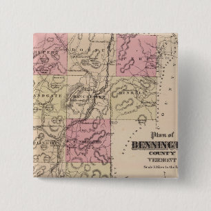 Badge Carré 5 Cm Plan du comté de Bennington, Vermont