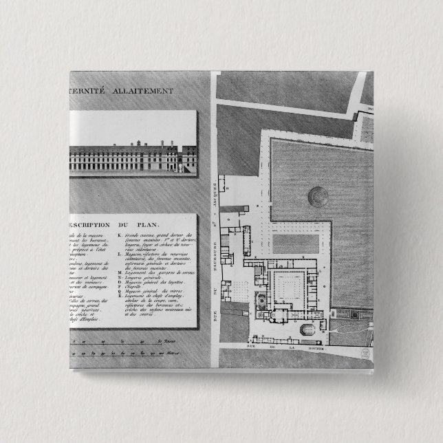 Badge Carré 5 Cm Plan du Port-Royal de Maternite (Devant)