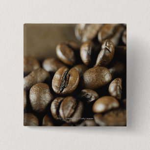 Badge Carré 5 Cm Plan rapproché des grains de café