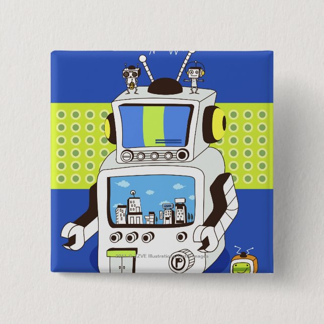 Badge Carré 5 Cm Plan rapproché d'un robot (Devant)